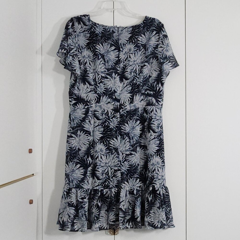 Michael Kors Dress Size 14 Blue Floral Print Front Keyhole Short Summer/Vacation - Picture 6 of 7